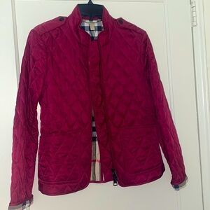 Burberry Brit quilted purple jacket: size: M